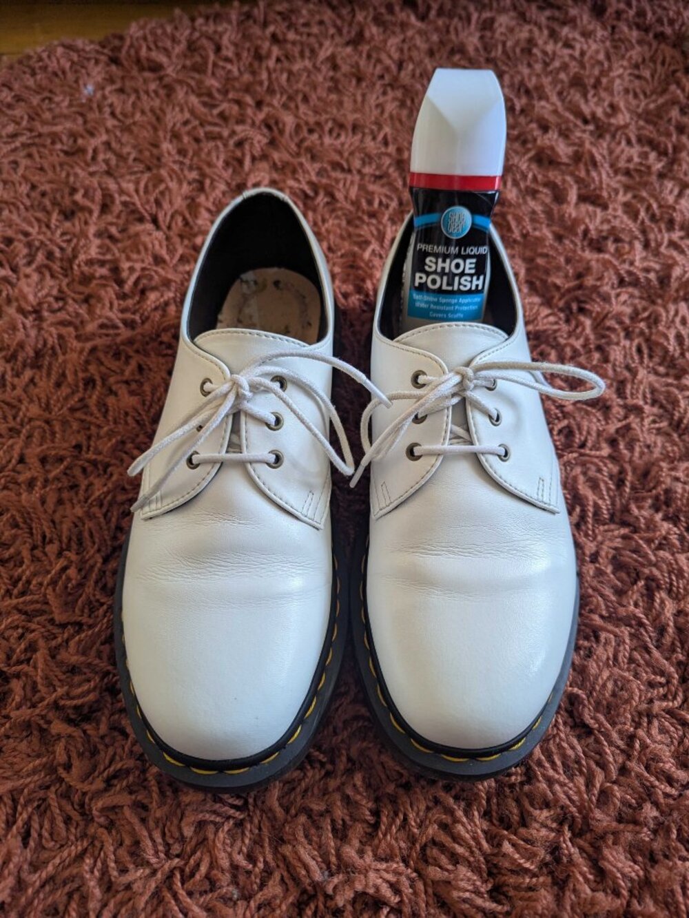 Men's White Dr. Martens Low Boots, Sz 8, Vegan